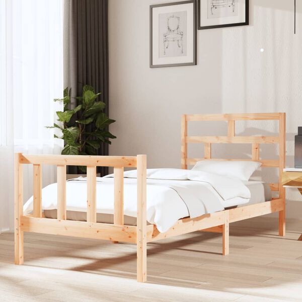 vidaXL Estrutura de cama solteiro 90x190 cm pinho maciço
