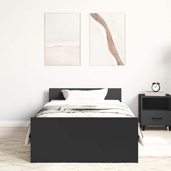 vidaXL Estrutura de cama 90x190 cm derivados de madeira preto