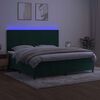 vidaXL Cama box spring c/ colch&atilde;o/LED 200x200 cm veludo verde-escuro