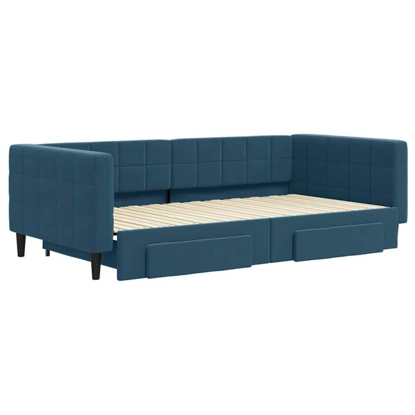 vidaXL Sof&aacute;-cama com gavet&atilde;o e gavetas 100x200 cm veludo azul