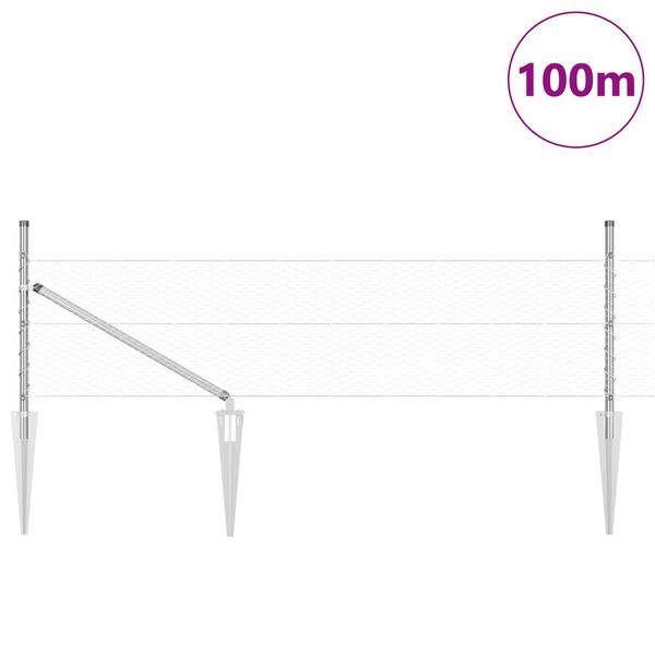 vidaXL Poste de Cerca Prateado 100 x 0,8 m (malha de 25 mm) A&ccedil;o