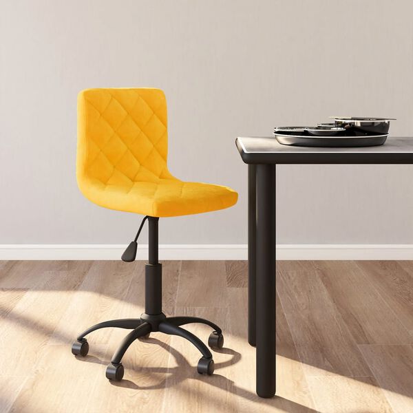 vidaXL Cadeira de jantar girat&oacute;ria veludo amarelo mostarda