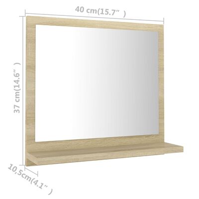 vidaXL Espelho de casa de banho 40x10,5x37 cm contraplacado carvalho