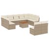 vidaXL 12 pcs conjunto de sof&aacute;s p/ jardim com almofad&otilde;es vime PE bege