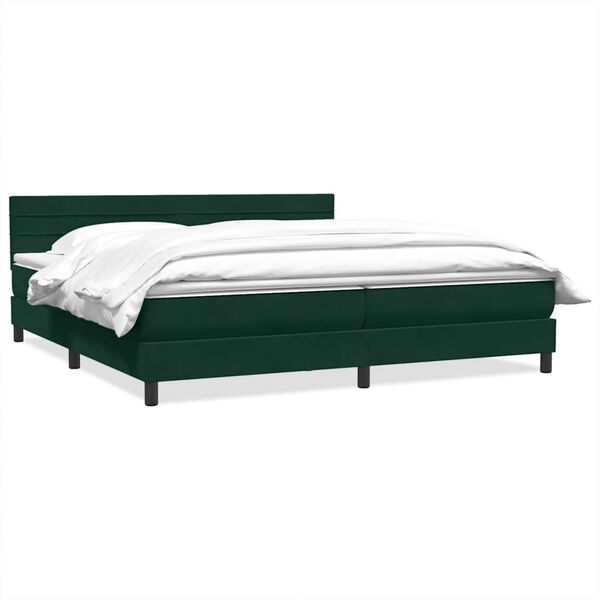 vidaXL Cama com molas/colch&atilde;o 180x220 cm veludo verde-escuro