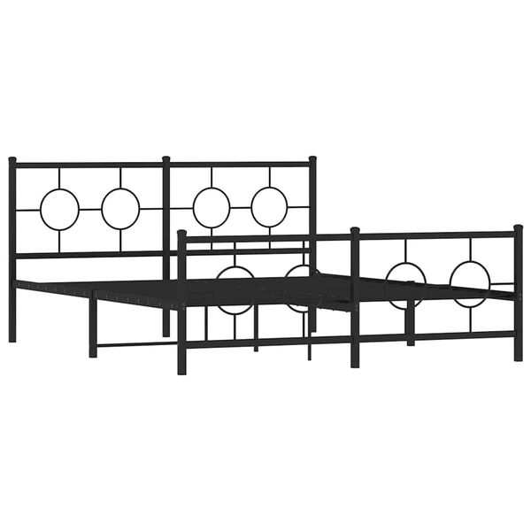 vidaXL Estrutura de cama com cabeceira e p&eacute;s 150x200 cm metal preto