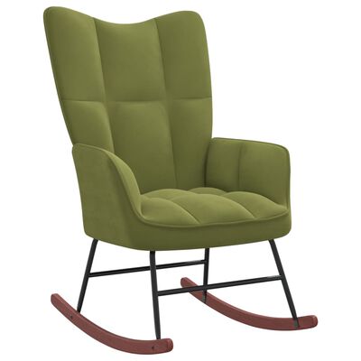 vidaXL Cadeira de baloiço com banco veludo verde-claro
