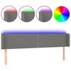 vidaXL Cabeceira cama c/ luzes LED tecido 203x16x78/88cm cinza-escuro