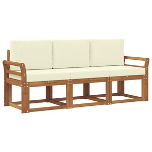 vidaXL Conjunto de Sof&aacute;s para Exterior 3 pcs Natural e Creme