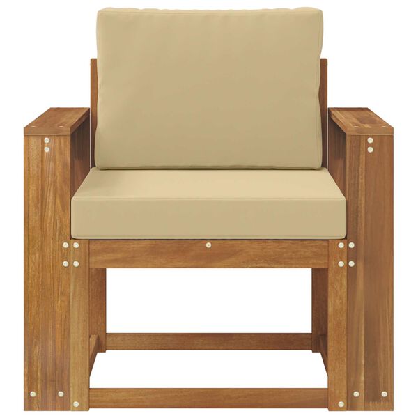 vidaXL Sof&aacute; exterior Madeira de Ac&aacute;cia maci&ccedil;a e Poli&eacute;ster Natural