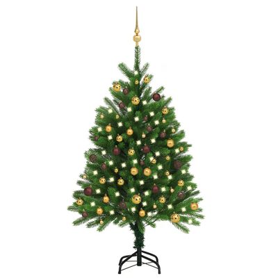 vidaXL Árvore Natal artificial pré-iluminada c/ bolas 120 cm verde