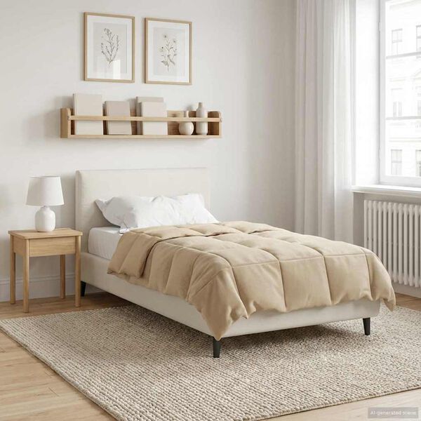 vidaXL Duvet de Ano Inteiro Colchonete Creme 135 x 200 cm Microfibra