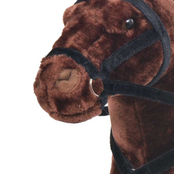 vidaXL Cavalo de montar em peluche castanho escuro XXL