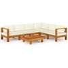 vidaXL Conjunto de lounge de jardim com 7 pe&ccedil;as e almofadas, 100x60 cm, madeira de ac&aacute;cia