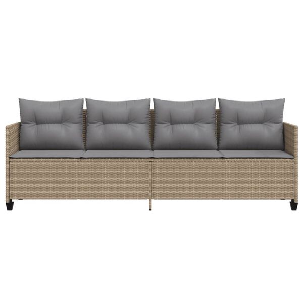 vidaXL Espreguiçadeira com almofadões vime PE bege