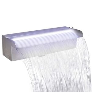 vidaXL Fonte para piscina retangular com LEDs 30 cm a&ccedil;o inoxid&aacute;vel