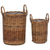 vidaXL Cesta de Plantas com armazenamento 2 pcs Castanho Rattan Kubu