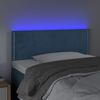 vidaXL Cabeceira de cama c/ luzes LED veludo 100x5x78/88cm azul-escuro