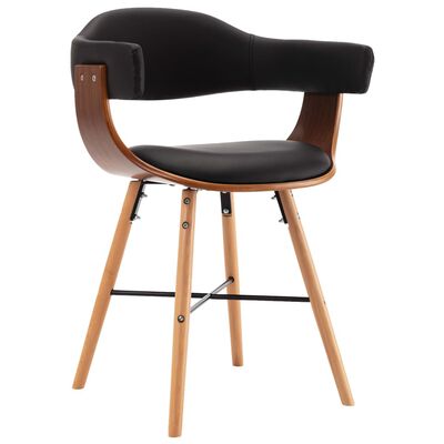 vidaXL Cadeiras de jantar 4 pcs couro artificial preto madeira curvada