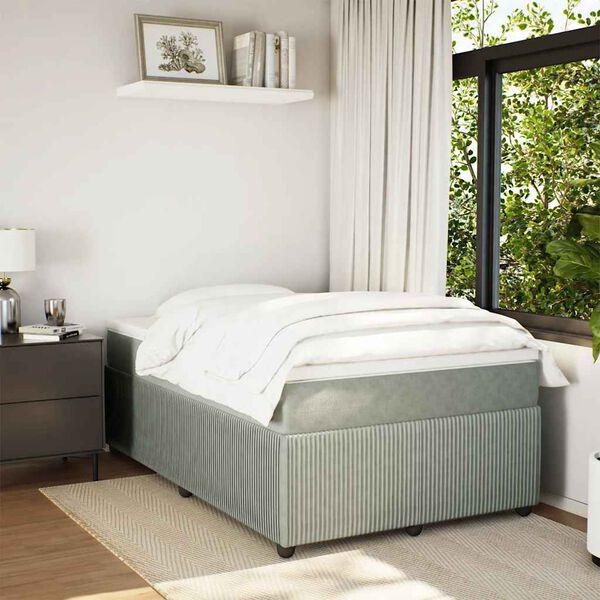 vidaXL Cama boxspring c/ colch&atilde;o 120x200 cm veludo cinzento-claro