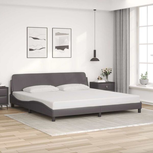 vidaXL Estrutura de cama Dover 200x200cm couro artificial cinzento