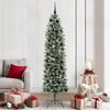 vidaXL &Aacute;rvore Slim de Natal Artificial Verde e Branco 210 cm