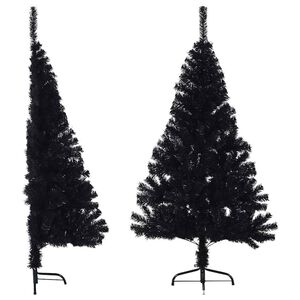 vidaXL Meia &aacute;rvore de Natal artificial com suporte 150 cm PVC preto