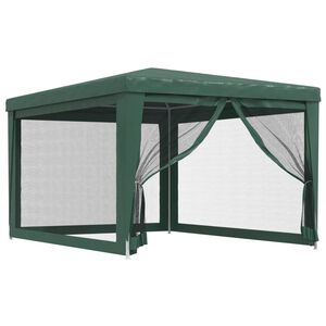 vidaXL Tenda p/ festas c/ 4 paredes laterais em rede 3x4 m PEAD verde