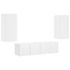 vidaXL 4pcs m&oacute;veis de parede p/ TV c/ LEDs derivados de madeira branco