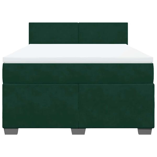 vidaXL Cama com molas/colch&atilde;o 160x200 cm veludo verde-escuro