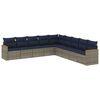 vidaXL Conjunto de sof&aacute; de jardim de 9 pe&ccedil;as com almofadas em rattan sint&eacute;tico cinza