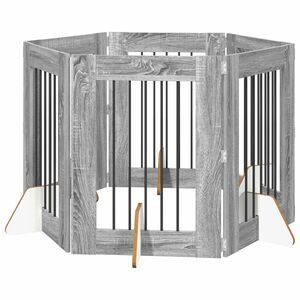 vidaXL Port&atilde;o de C&atilde;o com Suportes 6 pcs Sonoma Cinzento 60 x 80 cm