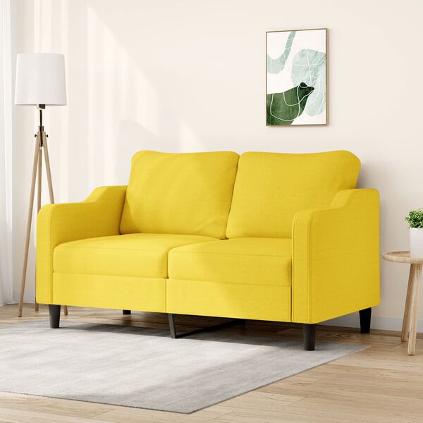 vidaXL Sofá de 2 lugares 140 cm tecido amarelo-claro