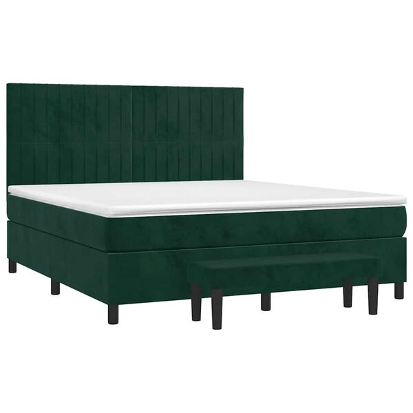 vidaXL Cama com molas/colch&atilde;o 180x200 cm veludo verde-escuro