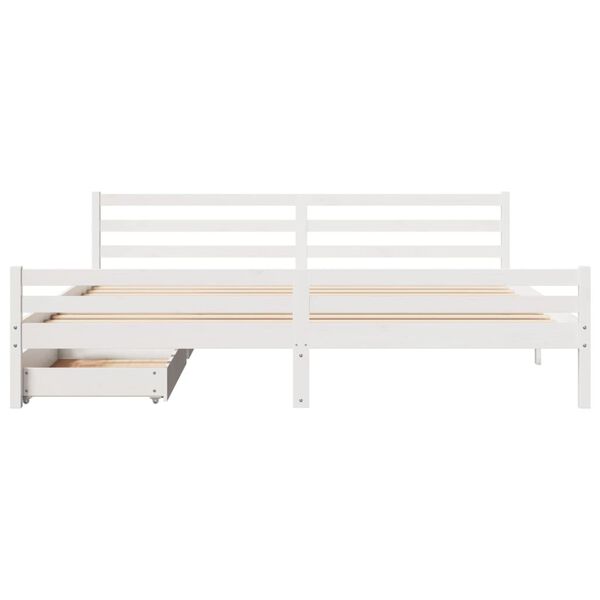 vidaXL Cama sem colch&atilde;o 200x200 cm madeira de pinho maci&ccedil;a branco