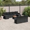 vidaXL 11 pcs conjunto sof&aacute;s de jardim c/ almofad&otilde;es vime PE preto