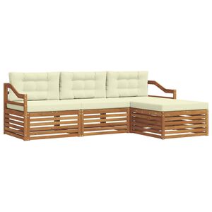 vidaXL Conjunto de Sof&aacute;s para Exterior com almofada Natural e Creme