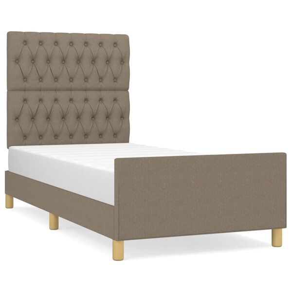 vidaXL Estrutura de cama sem colch&atilde;o 90x190 cm tecido cinzento