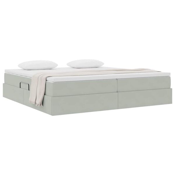 vidaXL Cama com arruma&ccedil;&atilde;o e colch&atilde;o Cinzento-claro 200 x 200 cm Veludo