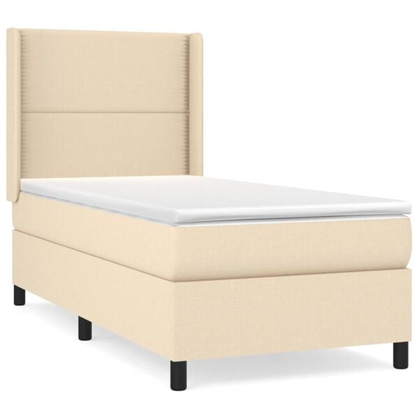 vidaXL Cama com molas/colch&atilde;o 100x200 cm tecido cor creme