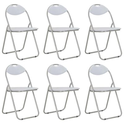 vidaXL Cadeiras de jantar dobráveis 6 pcs couro artificial branco