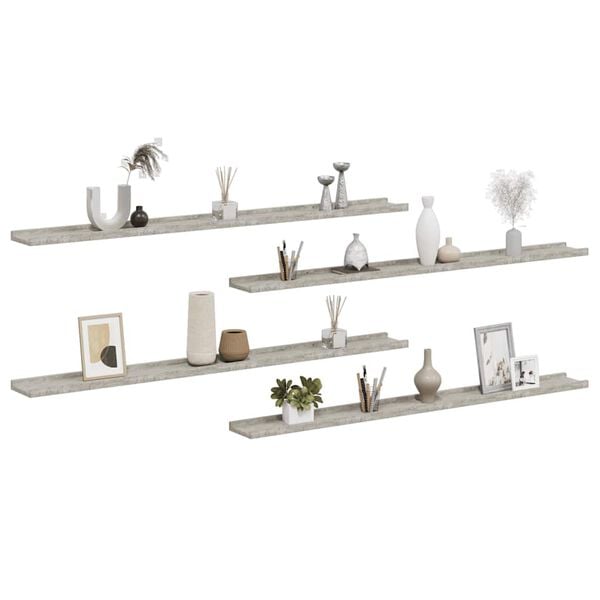 vidaXL Prateleiras de parede 4 pcs 115x9x3 cm cinzento cimento