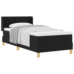 vidaXL Cama Box com colch&atilde;o com cabeceira Preto 190 x 90 cm Poli&eacute;ster