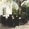 vidaXL 9 pcs conjunto jantar exterior com almofad&otilde;es vime PE preto