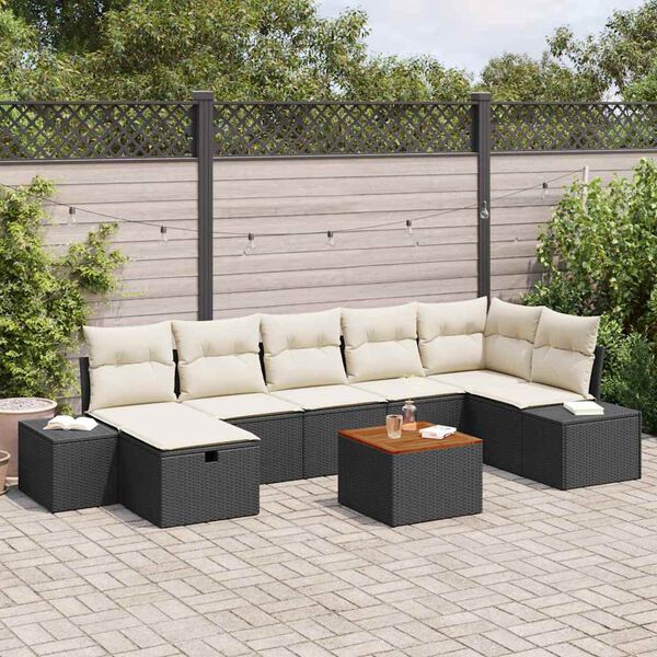 vidaXL Conjunto de Sofá de Jardim 8 pcs Preto Rattan Sintético