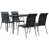 vidaXL 5 pcs conjunto de jantar para jardim a&ccedil;o e textilene preto