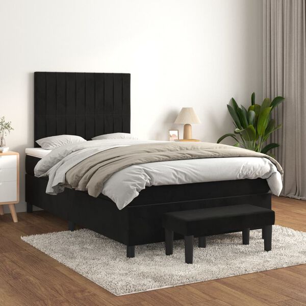 vidaXL Cama boxspring com colch&atilde;o 120x190 cm veludo preto