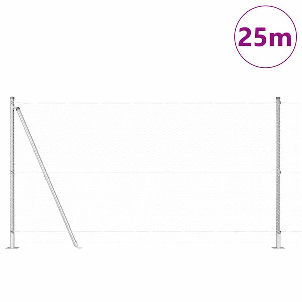 vidaXL Poste de Cerca Prateado 25 x 1,2 m (rede de 25 mm) A&ccedil;o