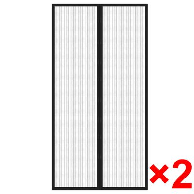 vidaXL Cortina de porta anti-insetos magnética 210x100cm 2 pcs preto