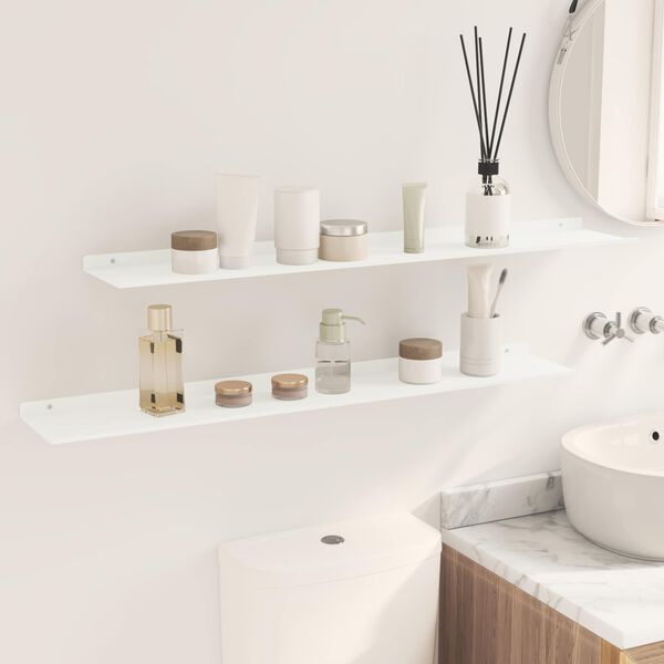 vidaXL Prateleira Flutuante 2 pcs Branco 100 x 18 x 2,5 cm A&ccedil;o